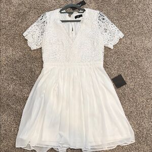 Elegant White Lace Skater Dress
